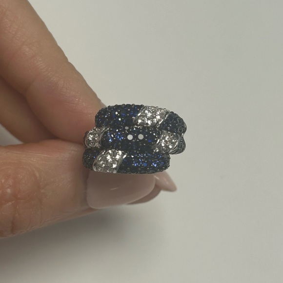 Suzy Levian Blue Sapphire Created White Sapphire Ring NWT - Picture 2 of 5